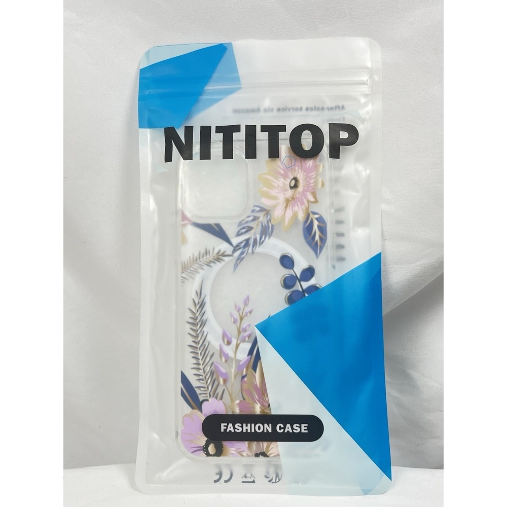 NITITOP iPhone 12 12 Pro Case Clear Blue‎ Floral Fashion Cover New